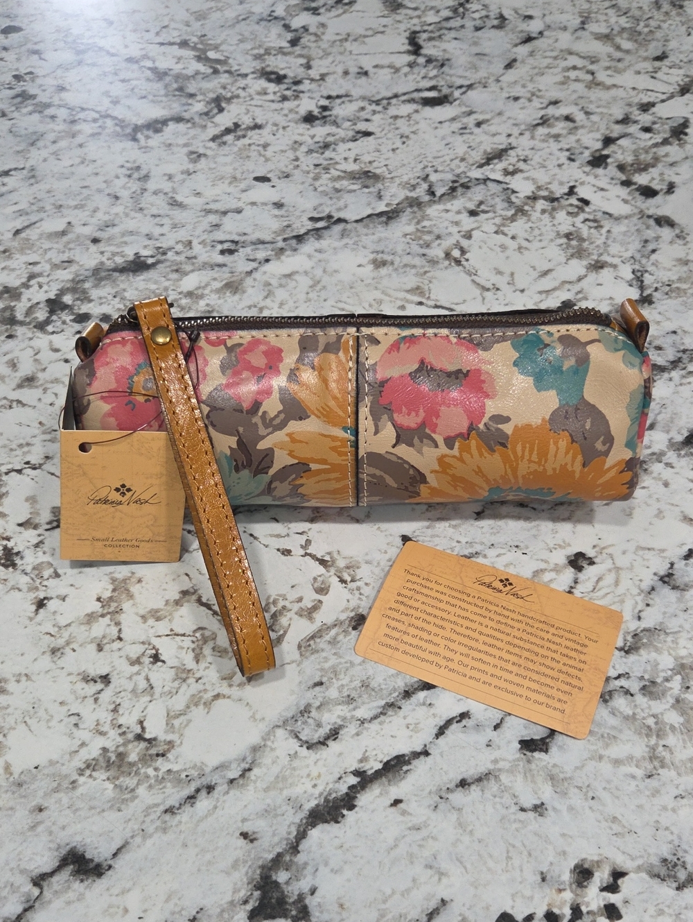 Patricia Nash Floral Leather Wristlet Bloom